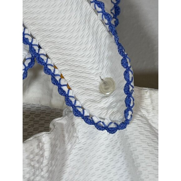 Vintage Handmade Baby Sunsuit White Floral Retro 70s Ladybug Cottagecore - Picture 2 of 15